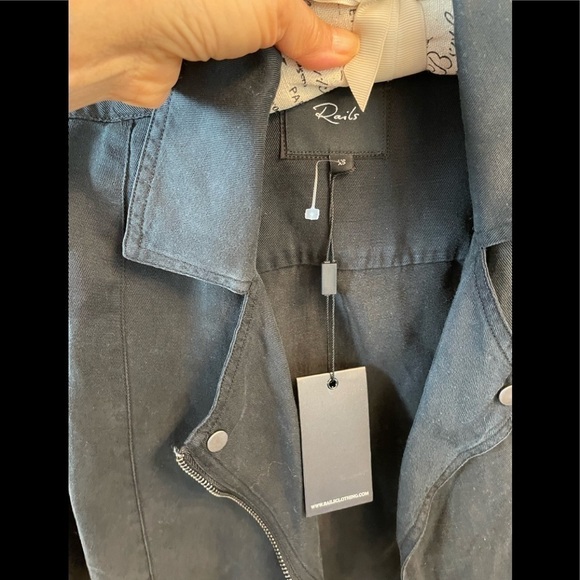 New - Rails faux leather mix moto jacket - Picture 4 of 5